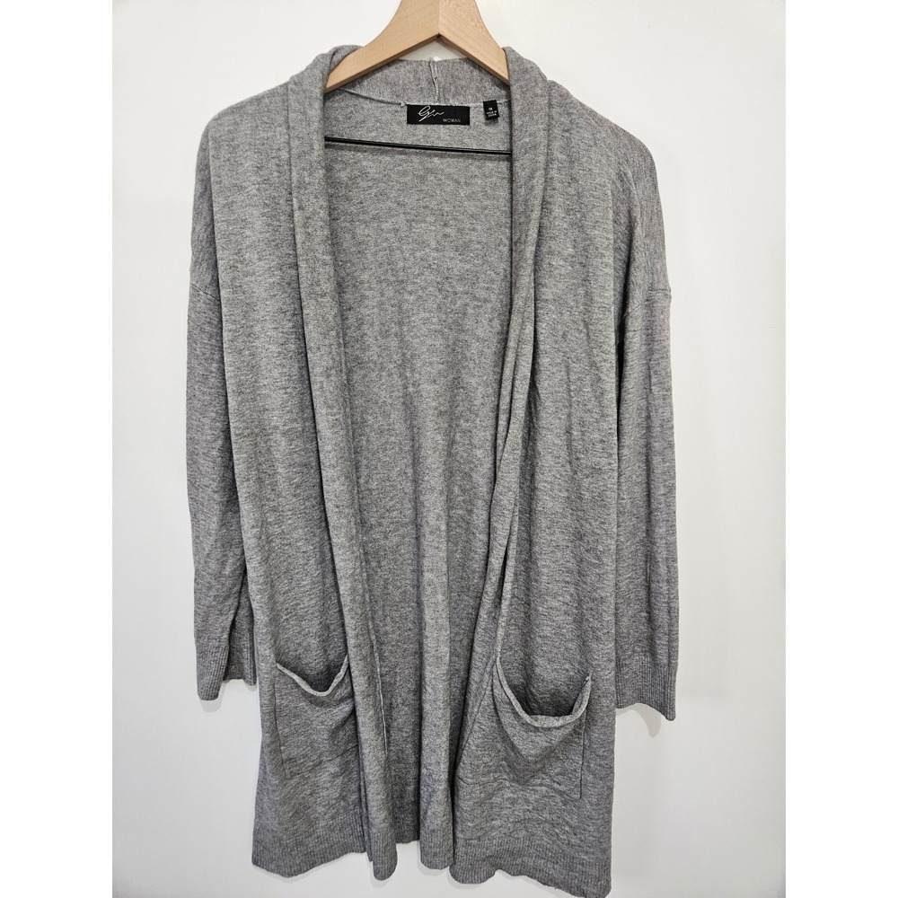 George Woman Gray Open Front‎ Cardigan Sweater Pockets C70150401WM Mens 1X